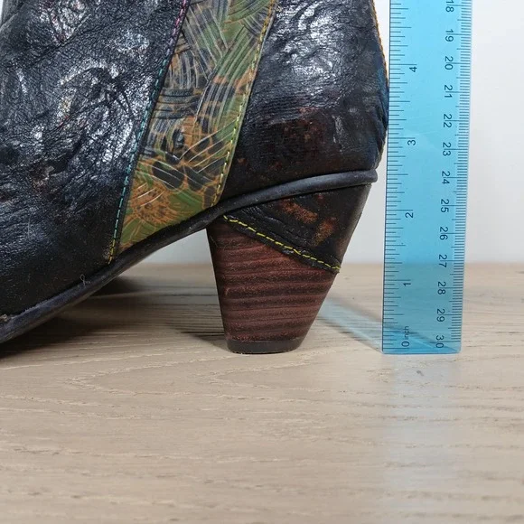 Spring Step L'Artiste Waterlily Boots Women 9 Multicolor Leather Block Heel - Picture 2 of 12